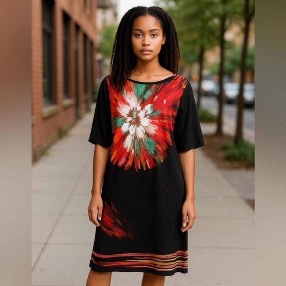 Fenn Wright Manson Elegant Black With Colorful Floral Size 8